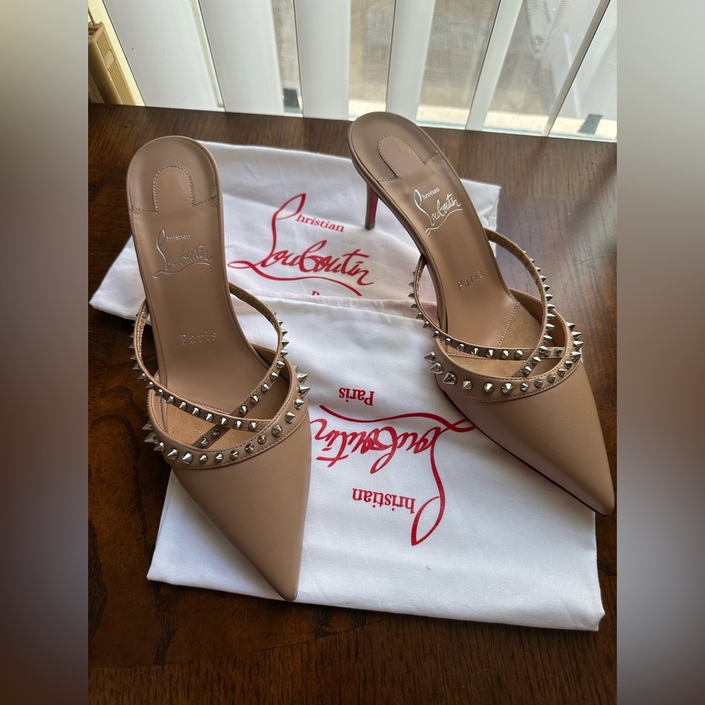Christian Louboutin Tattoo Tan Spiked Women's Heels !